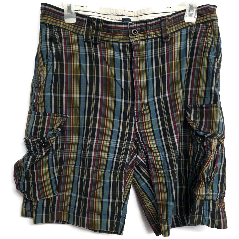 Polo Ralph Lauren Mens Plaid Cargo Shorts Multicolor Cotton Size 36W